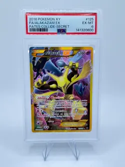 2016 Pokemon XY Fates Collide ALAKAZAM EX #125 | PSA 6 EX-MT | Full Art Secret - Image 1