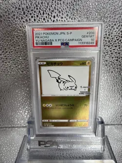 PSA 10 Pikachu 208/S-P Pokemon S Promo Japanese 2021 Yu Nagaba X Pcg Campaign - Image 1