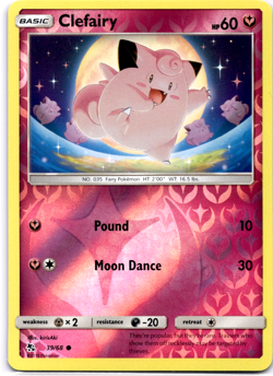 Pokemon TCG Clefairy 39/68 Hidden Fates Reverse Holo Rare Near Mint - Image 1