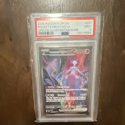 Pokemon Team Rocket's Mewtwo ex 231/182 Destined Rivals Rare Holo PSA 9 280 HP - Image 1