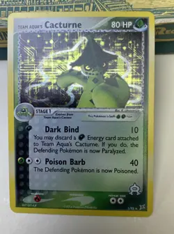 Pokemon 2004 Team Aqua's Cacturne 1/95 TM Magma vs TM Aqua Rev Holo - Image 1