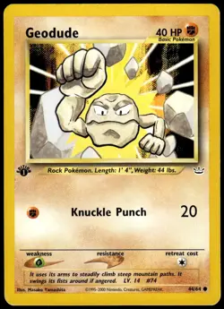 Geodude 44/64 Common Neo Revelation Pokemon 1st Edition MP - Image 1