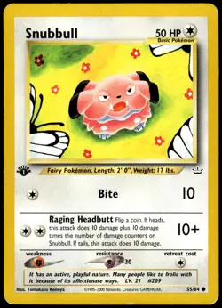 Snubbull 55/64 Common Neo Revelation Pokemon 1st Edition MP - Image 1