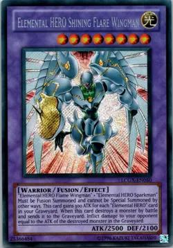 Yugioh Elemental HERO Shining Flare Wingman LCGX-EN050 Secret Rare NM - Image 1