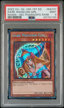 Yu-Gi-Oh! TCG Dark Magician Girl MAMA-EN107 Secret Pharaoh's Rare PSA 9 - Image 1