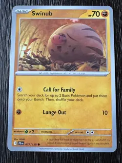 Pokemon TCG Swinub Card 077/159 Sv09: Journey Together Regular Common EN-NM - Image 2