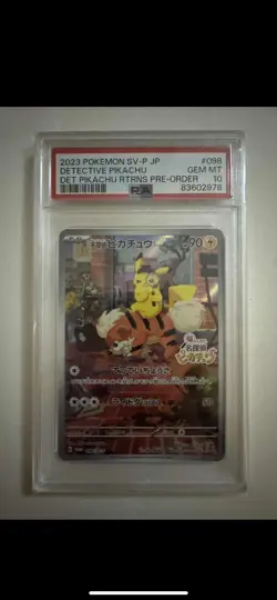 PSA 10 Pokemon Card Detective Pikachu 098/SV-P Nintendo Switch Promo Japanese - Image 1