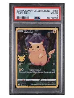 Pokemon 2021 Celebrations Pikachu 005/025 PSA 8 Full Art Holo Rare Card - Image 1