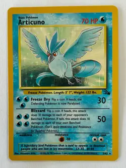 Vintage 1999 WOTC Pokemon Articuno Holo 2/62 Fossil Set Card LP - Image 2