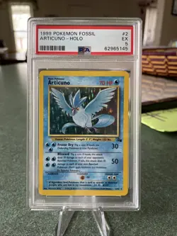 1999 Pokemon TCG Articuno 2/62 Fossil Holo Rare PSA 5 - Image 1