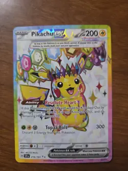 Pokemon Pikachu ex 219/191 Ultra Rare Full Art Holo Sv08: Surging Sparks TCG - Image 1