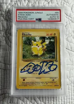 PSA 10 Steve Aoki Signed Autographed 1999 Pokemon Jungle Pikachu AUTO GRADE 10! - Image 1