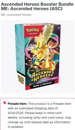 🔥 Pokemon TCG Ascended Heroes 🔥 Booster Bundle (6 Packs) Sealed ENG - Image 2
