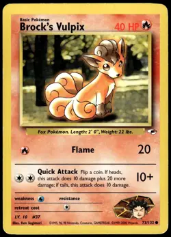 Brock's Vulpix 73/132 Common Gym Heroes Pokemon Unlimited HP - Image 1
