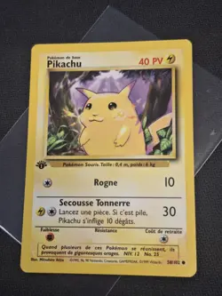 Pokemon TCG Original 1st Edition FRENCH Pikachu Base Set Card #58 /102 LP/MP - Image 1