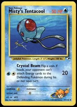 Misty's Tentacool 57/132 Uncommon Gym Heroes Pokemon Unlimited MP - Image 1