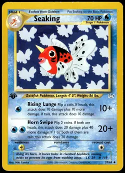 Seaking 37/64 Uncommon Neo Revelation Pokemon 1st Edition MP - Image 1
