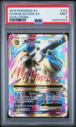 Pokemon M Blastoise EX Full Art 102/108 XY Evolutions #102 Mega MINT PSA 9 - Image 1