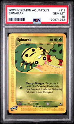 2003 POKEMON AQUAPOLIS #111 SPINARAK PSA 10 - Image 1