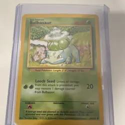 Pokemon TCG Bulbasaur 044/102 Base Set Common Regular Basic 40 HP Leech Seed - Image 1