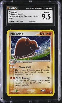 CGC 9.5 MINT+ Piloswine EX Team Rocket Returns 13/109 Holo Pokemon Card - Image 1