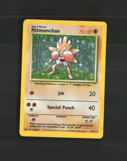 Hitmonchan 7/102 WOTC Base Set Holo Rare Pokemon Card DMG - Image 1