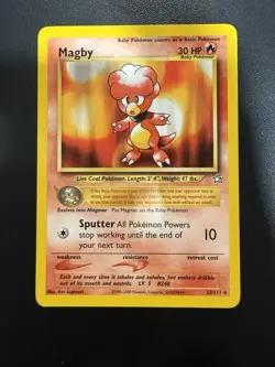 LP (Unlimited) Pokemon MAGBY Card NEO GENESIS Set 23/111 Non-Holo Rare - Image 1