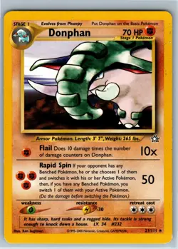 Donphan 21/111 2000 Neo Genesis Pokemon Card TCG Vintage WOTC Non Holo Rare - Image 1