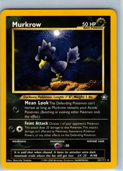 Murkrow 24/111 - Neo Genesis Rare Non-Holo Regular WOTC 2000 Pokemon Card - Image 1