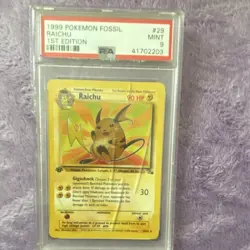 Pokemon Raichu Fossil 1st Edition Rare 1999 PSA 9 29/62 English TCG Card - Image 1