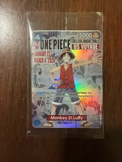 One Piece Monkey.D.Luffy College Basketball US Voyage Card SEALED - Image 1