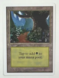 Misprint Error Alert: Off Centered Forest (B) Unlimited Basic Land Magic MTG NM - Image 1