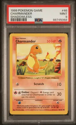 Charmander Shadowless Base Set - Pokemon 1999 - 46/102 - PSA 9 - Image 1