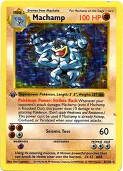 1995 Pokemon Machamp Shadowless Holo 1st Edition Base Set Rare NM/LP - Image 1