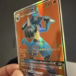 Pokemon Lucario GX Full Art Ultra Rare Holo SM Forbidden Light 122/131 210 HP - Image 4