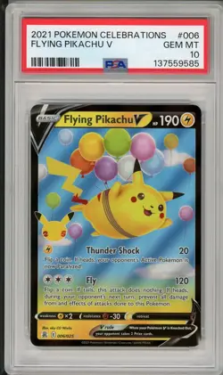 2021 Pokemon Celebrations Flying Pikachu V #006 PSA 10 - Image 1