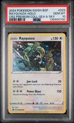 2024 Pokemon SWSH BSP #029 Rayquaza-Holo CRZ Premium -Sea & Sky PSA 10 Gem Mint - Image 1