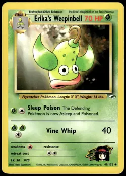 Erika's Weepinbell 49/132 Uncommon Gym Heroes Pokemon Unlimited MP - Image 1