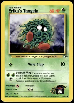 Erika's Tangela 79/132 Common Gym Heroes Pokemon Unlimited LP - Image 1