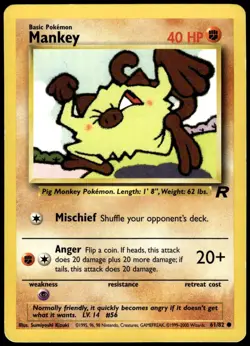 Mankey 61/82 Common Team Rocket Pokemon Unlimited MP - Image 1