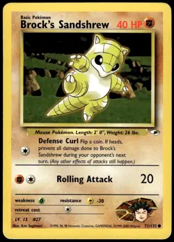 Brock's Sandshrew 71/132 Common Gym Heroes Pokemon Unlimited MP - Image 1