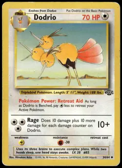 Dodrio 34/64 Uncommon Jungle Pokemon Unlimited HP - Image 1