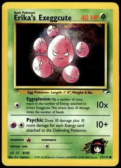 Erika's Exeggcute 77/132 Common Gym Heroes Pokemon Unlimited MP - Image 1