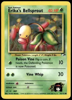 Erika's Bellsprout 75/132 Common Gym Heroes Pokemon Unlimited MP - Image 1