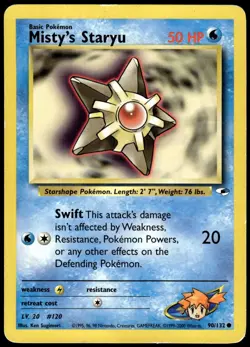 Misty's Staryu 90/132 Common Gym Heroes Pokemon Unlimited MP - Image 1