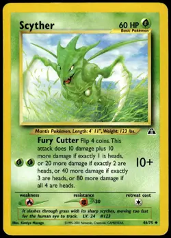Scyther 46/75 Uncommon Neo Discovery Pokemon Unlimited MP - Image 1