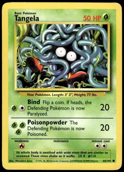 Tangela 66/102 Common Base Set Unlimited Pokemon MP - Image 1