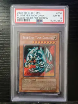 Yu-Gi-Oh Blue-Eyes Toon Dragon 1st Edition 2002 MRL-000 Magic Ruler PSA 8 - Image 1