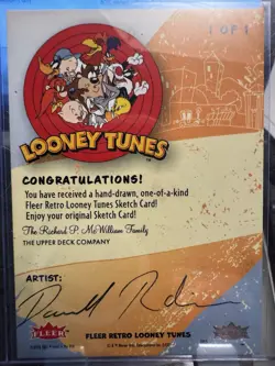 2024 Fleer Retro Looney Tunes 1/1 Foghorn Leghorn Sketch - Image 2