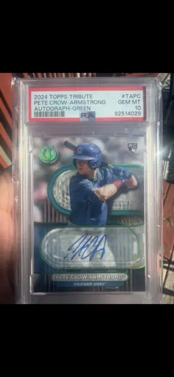 2024 Topps Tribute - Auto Pete Crow-Armstrong Green /99 Jersey # EBAY 1/1 PSA 10 - Image 2
